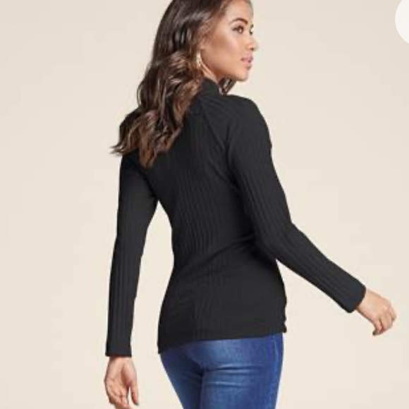 Venus Ribbed Mock-Neck Top black 3X - Picture 3 of 8